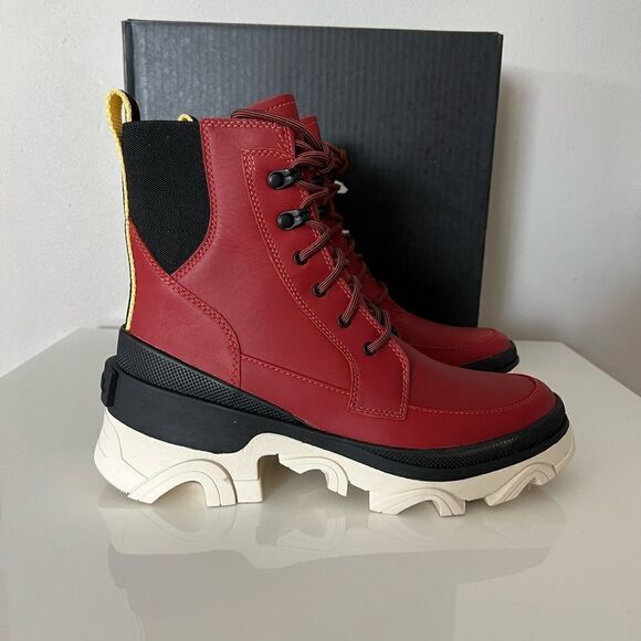 Sorel Women's Brex Lace -Up Waterproof Boots Red/Black - Picture 4 of 8